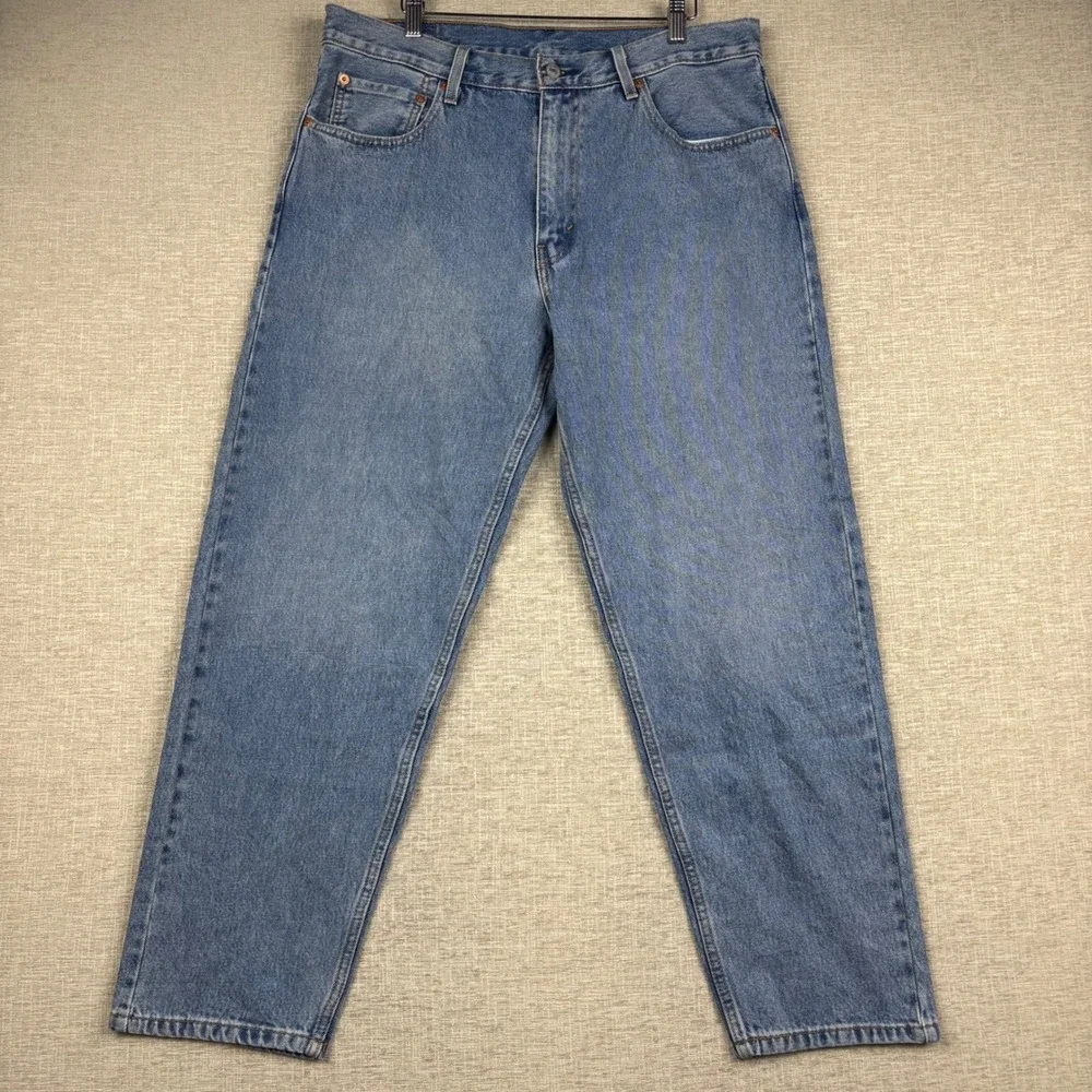 Levis 550 92 Relaxed Tapered Mens 34x29 Jeans Light Washed Blue Workwear Denim